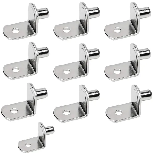 20 Pack Metal Shelf Support Pegs, L Shaped Cabinet Shelf Pins with Hole for Bookcases Closets and Furniture, 6 mm
