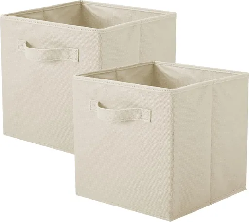 Storage Bins, Foldable Fabric Storage Cubes And Cloth Storage Organizer Drawer For Closet And Toys Storage, 2 Pack (Beige)