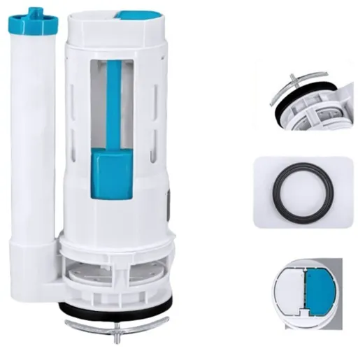 Toilet Water Inlet Valve White, Slotted Button Dual Flush Tank Siphon, 24 cm