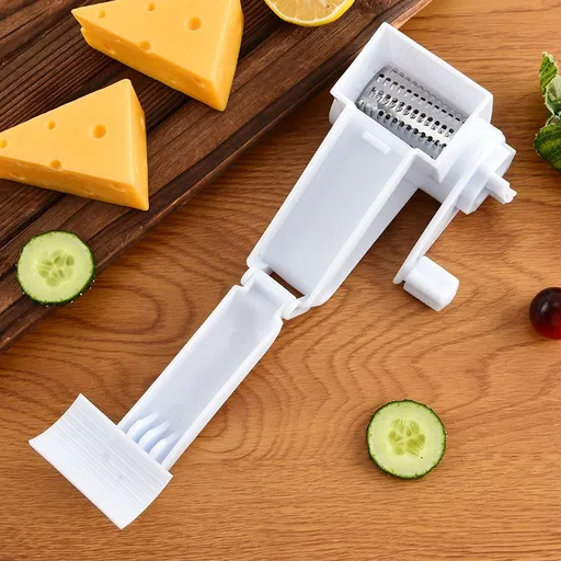 Rotary Cheese Grater with 3 Stainless Steel Blades and Safe Top Pressing Cover - Manual Hand Crank Shredder, Stable and Effortless for Cheese Vegetables & Kitchen Mutifunctional Use (Boxed)