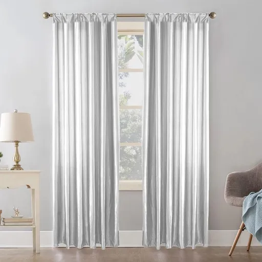 Satin Curtains for Living Room & Bedroom | Extra Large Window Panels 100x250cm | Polyester Sheer Drapes in White, Coffee, Sky Blue, Pink, Green | Decorative Window Screens for Home Decor