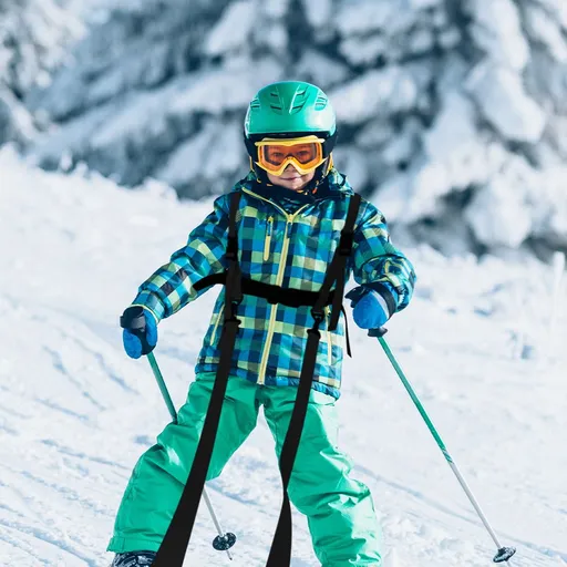 Ski training safety belt Snowboard Harness Ski Training Belt Toddler Balance Nylon Webbing Leashes Ski Leash Black（1 pcs）