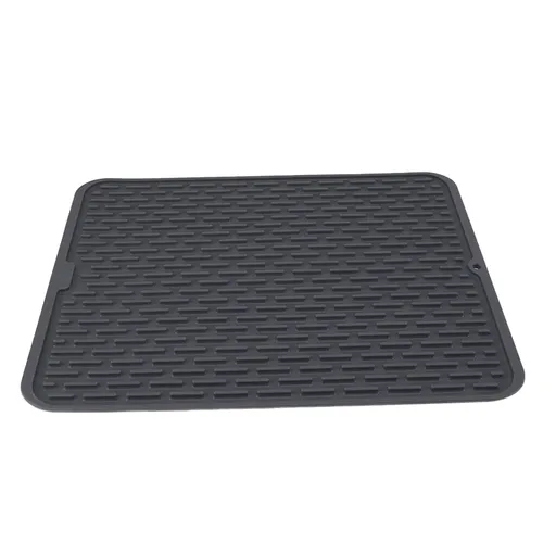 Rectangular Silicone Dish Drying Mat Heat Insulation Anti Slip Dish Drying Mat with Built in Drain Lip for Kitchen Counter Small Size