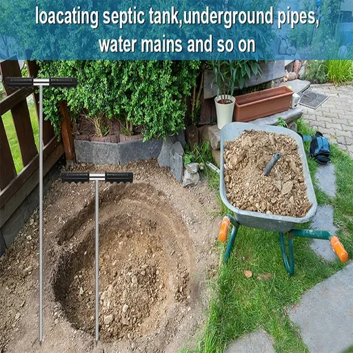 Stainless Steel Soil Probe Rod Septic Tank Tool with T Handle Adjustable Ground Probe Rod for Locating Underground Pipes
