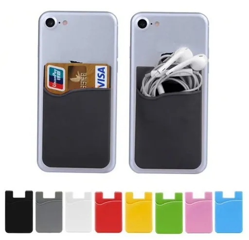 2-Pack Universal Mobile Wallet Card Holder Self-Adhesive, Dark Pink