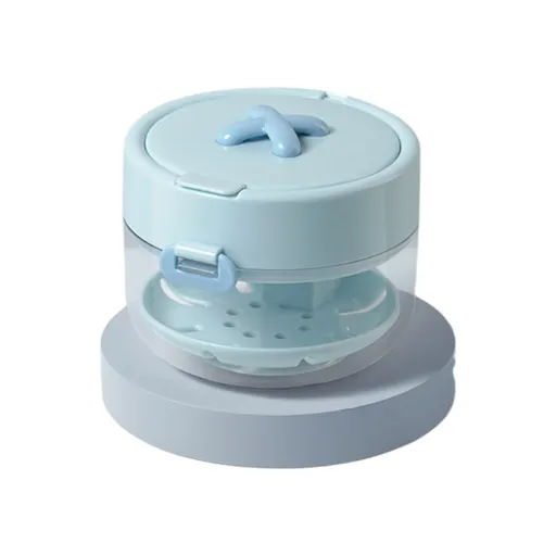 Blue Retainer Cleaning and Storage Case - 3 in 1 Portable Aligner and Denture Soaking Box with Mirror, Drain Tray, Removal Tool and Cleaning Brush