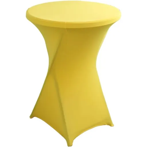 60*110cm Cocktail Spandex Stretch Round Tablecloth Table Cover for Wedding Party Decoration (Yellow)