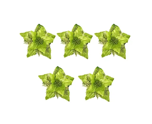 5Pcs Artificial Xmas Flower Leaves-Army Green