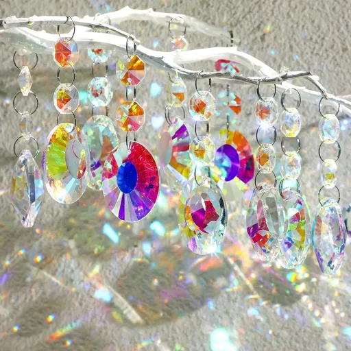 25PCS Chandelier Crystals Prism Replacement Suncatchers,38mm Rounded Pear Shape Crystals Hanging,Glass Sun Catchers with Crystals Beads for Wedding Home Decor