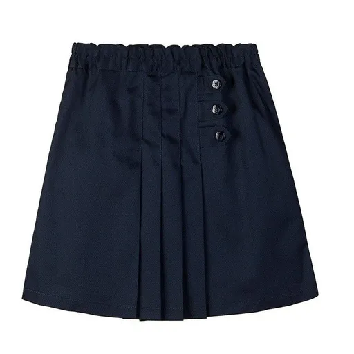 Girls Pleated Skirt Cool taixin yan Khaki Navy three-button pleated skirt 110cm