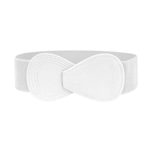 Fashion Belt Red Elastic Waist Cover Wide Belt Women Black Elastic Bow Decoration - White