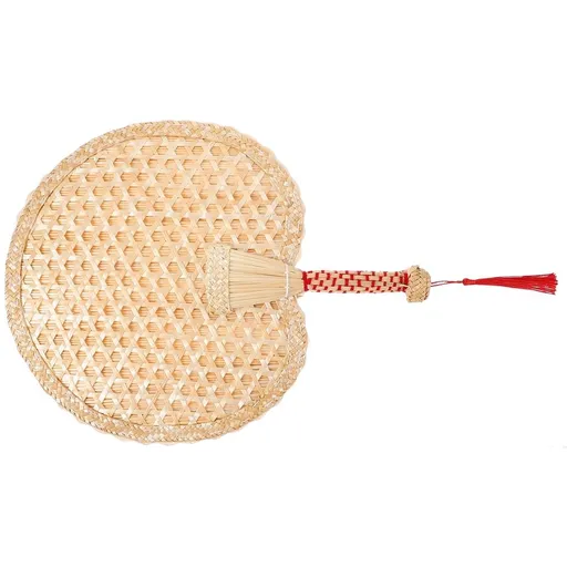 Elegant Beige Handmade Wheat-Straw Fan for Practical Use and