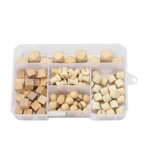 89 Pieces Push Pins Wooden Push Pins Wooden Thumb Tacks Wooden Map Pins Map Marking Pin Wooden Head