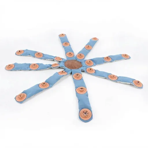 Interactive Octopus Puzzle Toy for Dogs – Snuffle Mat & Treat Dispenser Combo for Slow Feeding, Mental Stimulation, and Boredom Relief, Made from Recycled Fire Hose and Natural Rubber, Perfect for Solo or Bonding Play (Blue)