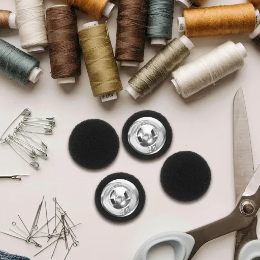 Clothing Buttons Black Wool and Metal Round for Clothes Sewing Fastener 10Pcs