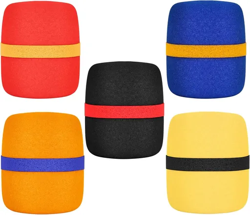 5 Pack Thick Foam Mic Cover Handheld Microphone Windscreen Colorful Microphone Sponge Cover for Karaoke DJ Stage Performance