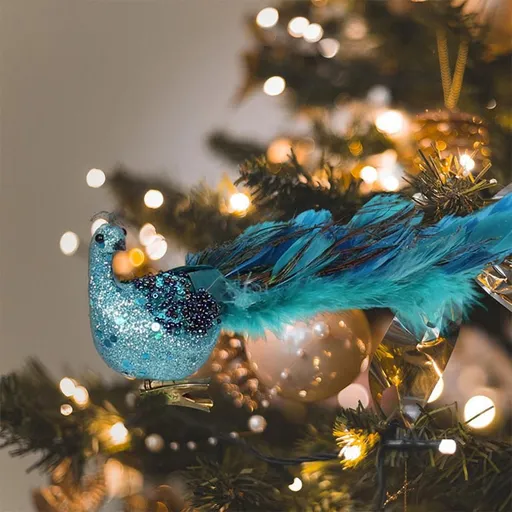 Christmas Tree Decorations 3D Simulation Peacock Decoration Artificial Feather Pendant for Gardens and Courtyards