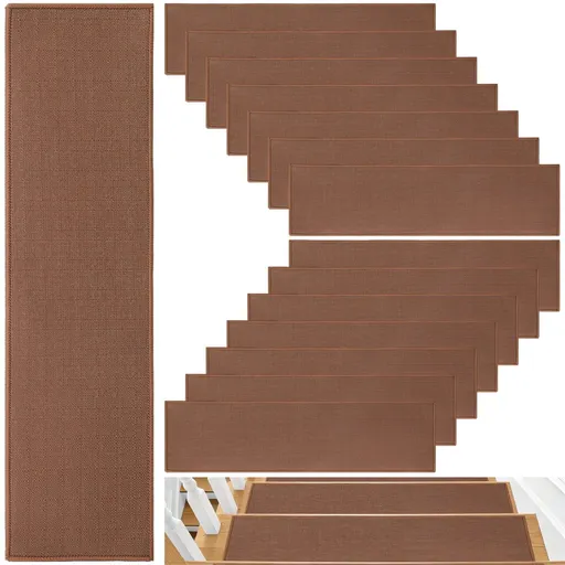 15PCS Stair Treads, Non-slip Mats for Wooden Steps, 29.9" x 7.9" Indoor Stair Carpet Treads with Anti-slip Rubber Backing, Home Safety Step Pads for Pets, Elders