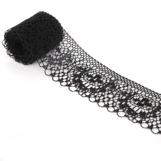 Decorative Table Banner Non-Elastic Lace Black Width 4010 Yards/Pack, 10Yards Fabric Ribbon Embroidered Mesh Net Lace for Needlework Sewing Wedding Applique Dresses Bows Decor Black