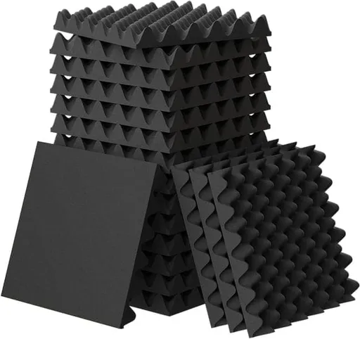 12 Acoustic Panels, 30x30x3cm - Self-Adhesive High Density Sound Absorbing Wall Tiles for Effective Sound Insulation