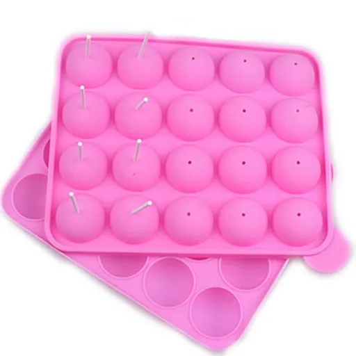 Pink Silicone 20-Cavity Lollipop & Cake Ball Mold, One Size, Non-Stick & Odor Free for Chocolate Baking (1pc)