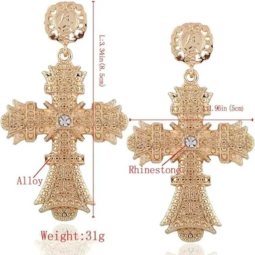 Big Cross Earrings,Color Baroque Drop Dangle Earrings for Women Teens Girls Bar Party Gifts Environmentally friendly material