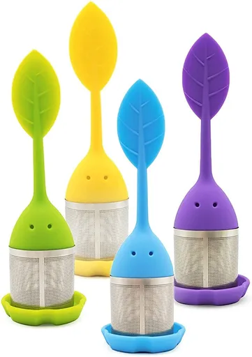 4 Pack Silicone Tea Infusers for Loose Tea, Silicone Tea Steeper Extra Fine Mesh Loose Tea Filter Silicone Lid Tea Cup Filter