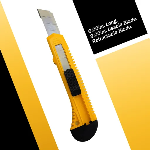 Yellow multi-functional utility knife/box opener/retractable blade/breakable razor with safety lock