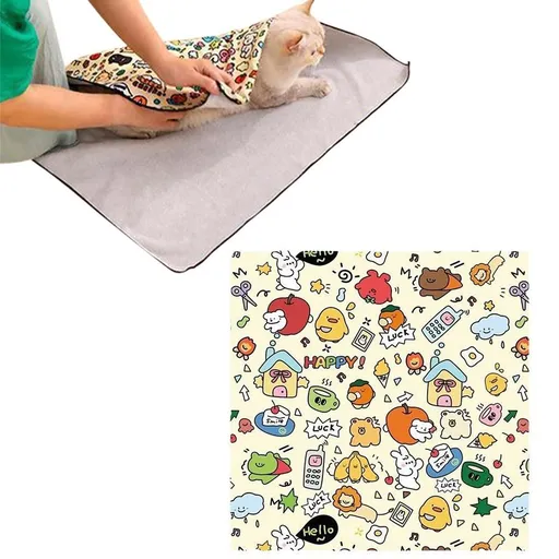Anti-Escape Cat Grooming Wrap Mat Anti-Scratch Calming Wrap for Pet Nail Clipping Multifunctional Pet Mat - XL