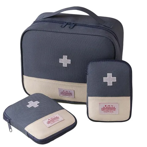 Set of 3 Portable Travel Medical Bags Organiser for Home Emergency Storage Use - Navy