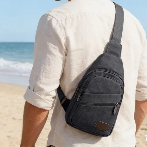 Unisex Single Shoulder Crossbody Bag Waterproof Canvas Sling Backpack Chest Bag for Hiking Travel Daily Use Multi Compartment with Hidden Pocket 12 x 6.7 Inches