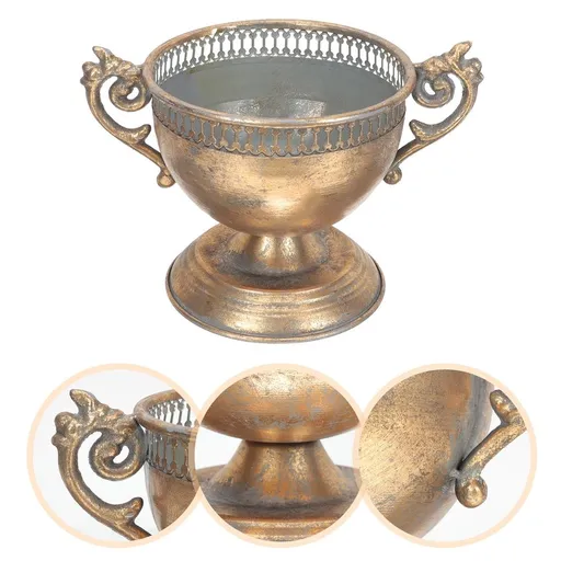 Metal Vase Golden Iron Vintage Style Decorative Vase for Home
