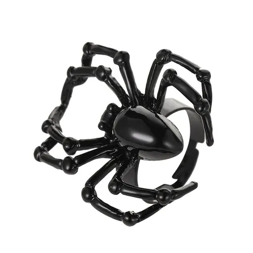 2Pcs Black White Halloween Simulated Spider Finger Ring Ghost Festival Gothic Animal Arachnid Ring for Women Men Joke Jewelry