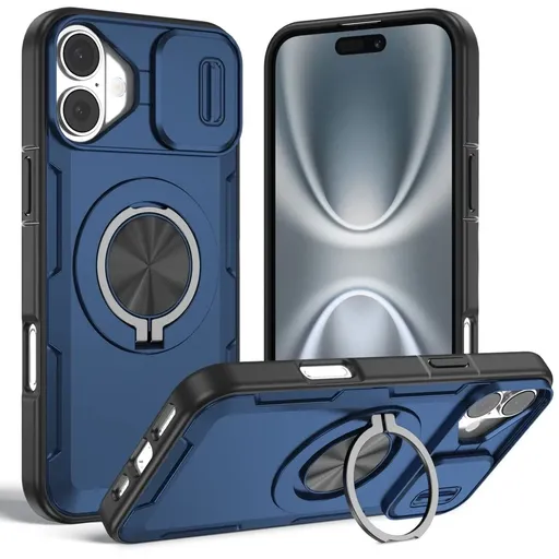 2-in-1 Magnetic Sliding Lens Case, Blue for iPhone 17