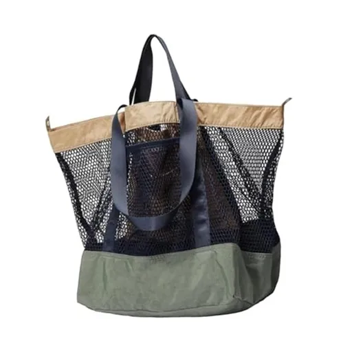 Large Mesh Beach Bag, Vacation, Pool, Shopping, & Travel Tote - Foldable w/Storage Pockets for Women, Men & Families
