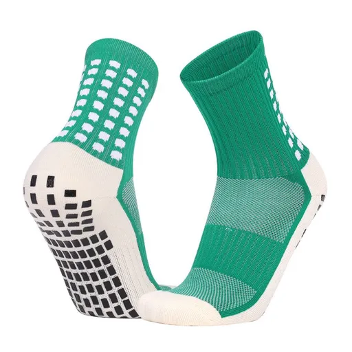 Non Slip Football Socks Grip Sports Socks Thick Towel Bottom Soccer Socks for Men Boys Adult Kids - Green L