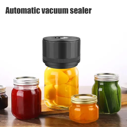 Electric Mason Jar Vacuum Sealing Machine Kit with Wide Mouth Regular Lid and Bottle Opener LED Display Strong Suction Kitchen Gadget Cordless Rechargeable Vacuum Sealer for Food Storage and Fermentation