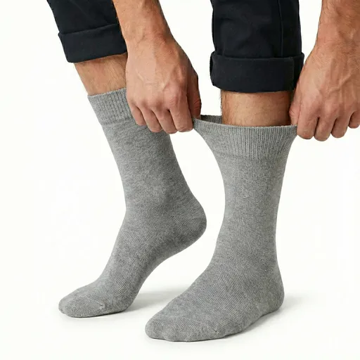 1x Pair COTTON Rich LOOSE TOP SOCKS Circulation Diabetic Comfort in Grey
