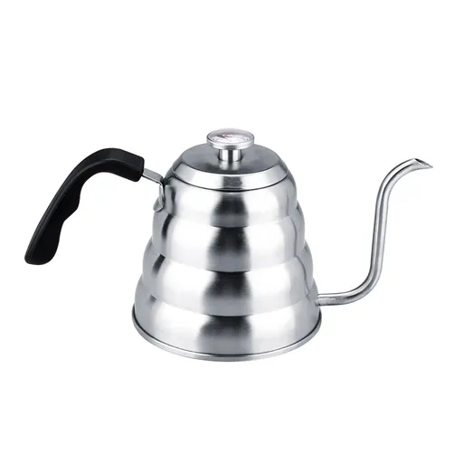 304 Stainless Steel Pour Over Coffee Gooseneck Kettle Teapot with Thermometer Home 1.2L