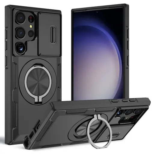 2-in-1 Magnetic Sliding Lens Case, Black for Samsung S23Ultra