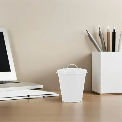 3Pcs Small Desktop Trash Can White Metal Waste Bin with Lid for Office Home Use