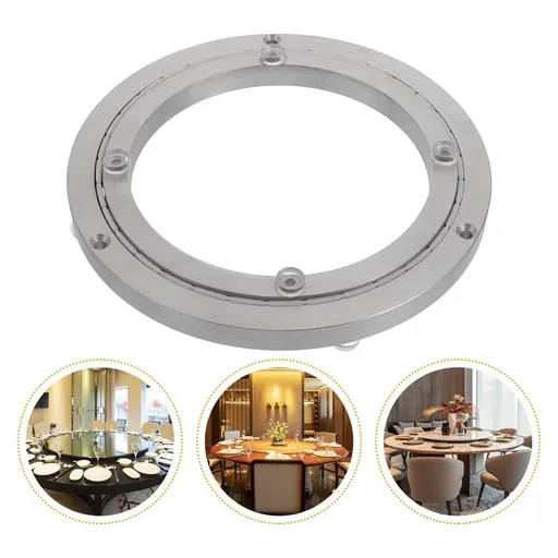 Dining Table Rotating Bearing Plated Silver Aluminium Alloy Smooth Round Swivel Plate for Home Use