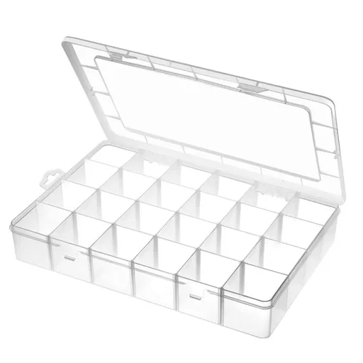 1 Pc Clear Plastic Storage Box,Organizer Box with Fixed Grid,Large 24 Grids Transparent Organizer,Adjustable Divider Case,Insert Fixed Box for Seed Bead,Tiny Button,Small Part,Art & Craft Supplies