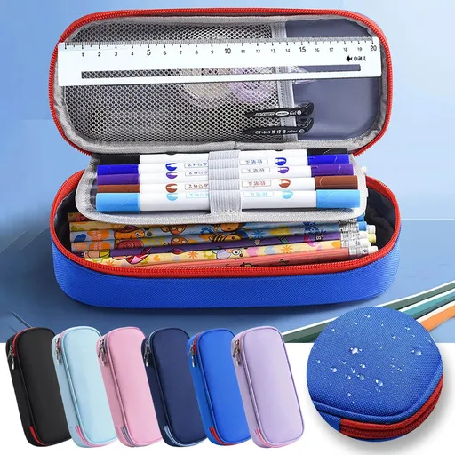 Large Capacity Pencil Case With Zipper, Durable Fabric Pen Organizer for Office and College Supplies