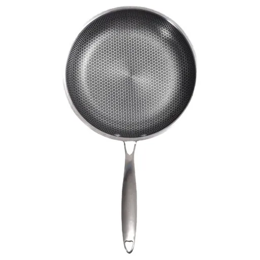 Honeycomb Non-Stick Stainless Steel Frying Pan Plated Silver for Even Heat Distribution
