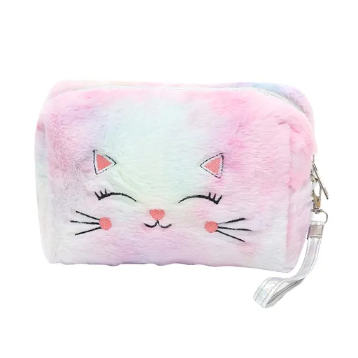 Back to School SuppliesColorful Fluffy Cat Pvc Cosmetic Bag C, for Dormitories, Apartments, Shared Spaces and Study Areas (Include: 1X Package) Sale A