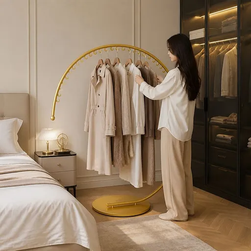 Commercial Clothing Floor-Standing Hanger High Capacity Curved Clothes Bar Storage Rack 160cm