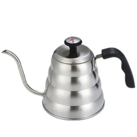 Gooseneck Kettle with Thermometer - 1.2L Pour Over Coffee & Tea Kettle,Stainless Steel Gooseneck Kettle Pot, Precision Pour Drip Spout, Suitable for All-Stoves-Silver