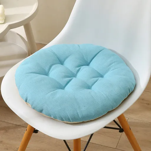 Seat Cushion 19.7*19.7in Thickened Large Size Chair Cushions Candy Color Round Soft Office Chair Cushion Breathable Linen Meditation Floor Pillow for Tatami Living Room Car Dorm Desk Chair 15.7" x 15.7" Blue