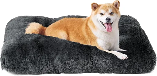 Dog Mattress XXL Luxury Long Plush Pet Bed Mat 110x75cm Dark Grey Soft Warm Cushion